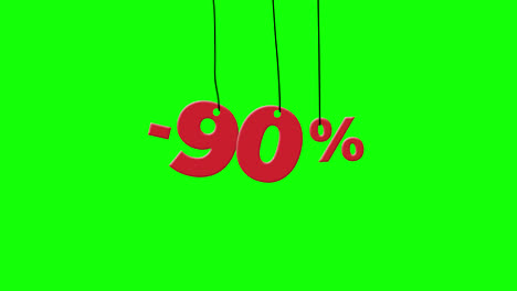 Sale-discount-90-percent-off-with-hanging-badge.-paper-tag-label-animation.